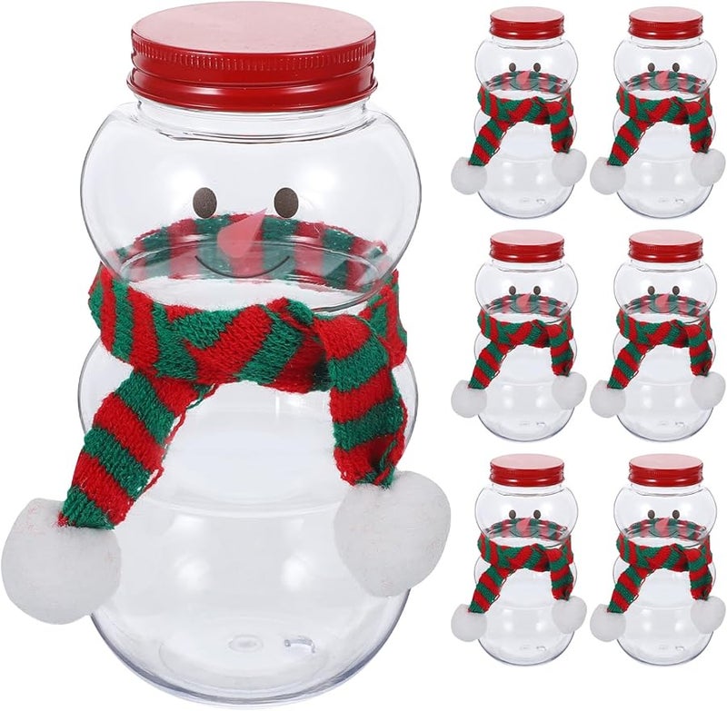 Snowman Shaped Plastic Candy Jars With Lids 10 Sets Christmas Party Food Storage Container - Image 1